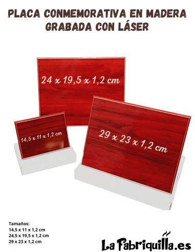 Placa conmemorativa de madera grabada...