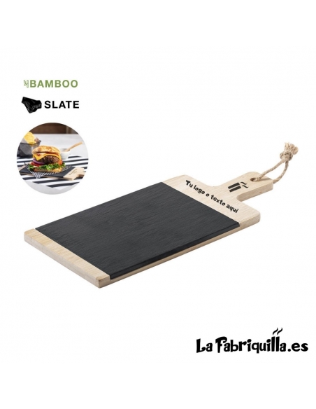 Tabla de Cortar en Madera Bambú y Pizarra La Fabriquilla