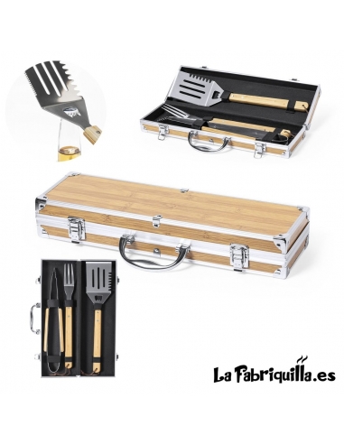 Set de Barbacoa 3 accesorios en Bambú Personalizado La Fabriquilla