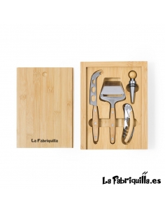 Tabla de corte set de vinos y quesos 4 piezas madera bambu la fabriquilla 2