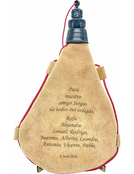 Bota de Vino en Piel, capacidad 1 litro y personalizada con láser